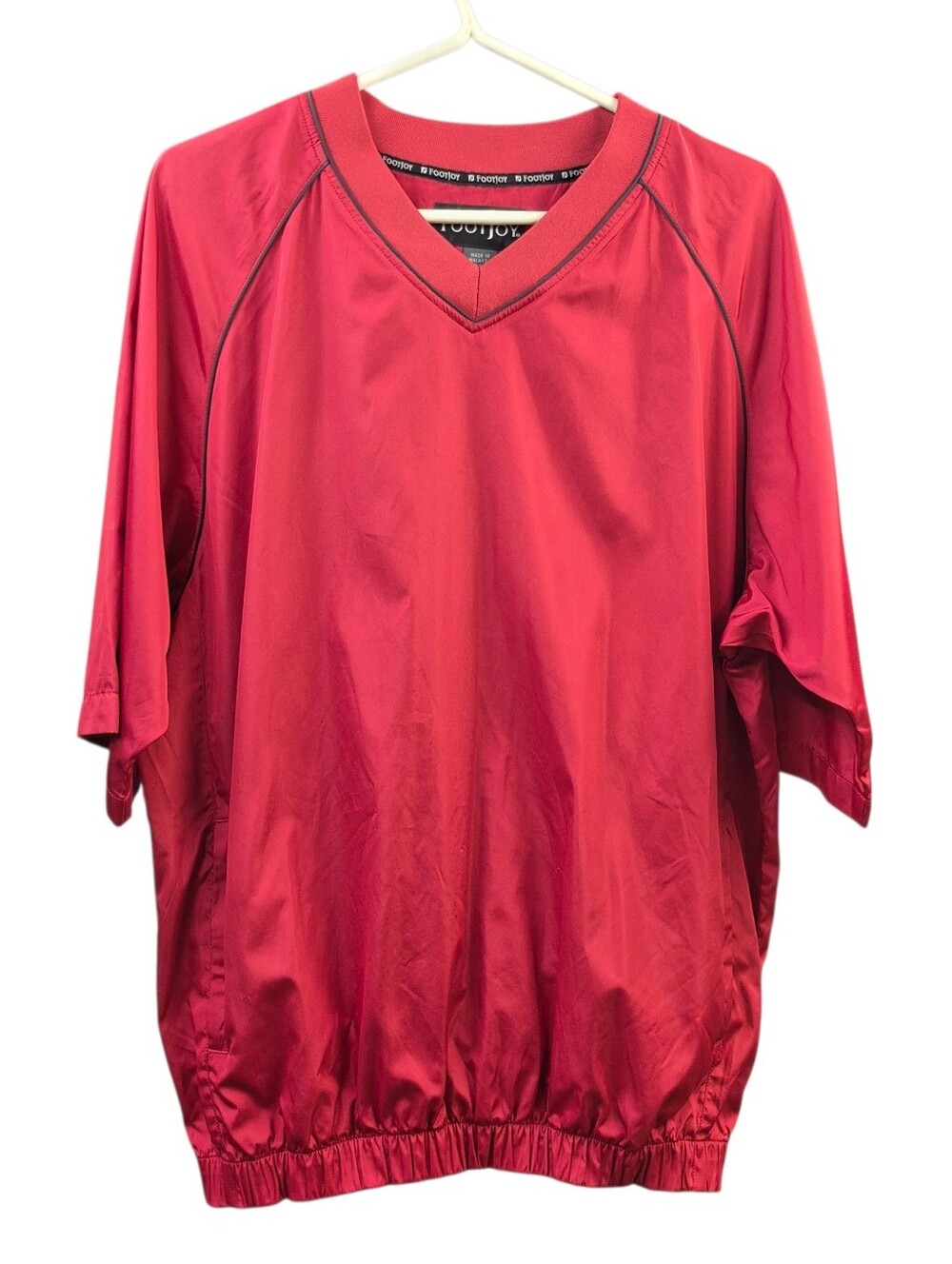 FootJoy Rain Windbreaker Pullover Golf Jacket Red Half Sleeve V Neck Size M Mens